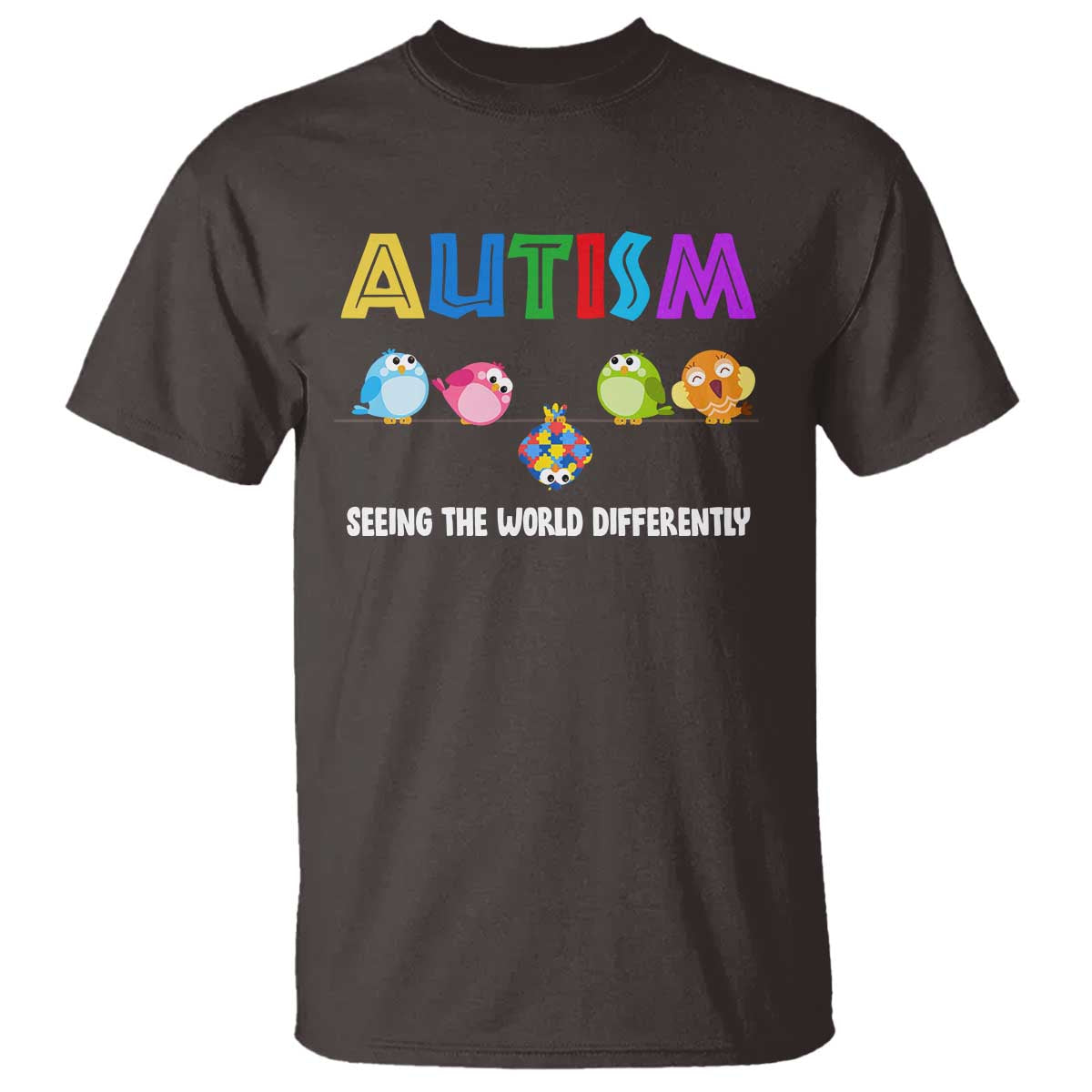 Autism Awareness T Shirt Seeing the World Differently ASD Cute Puzzle Pieces Owl