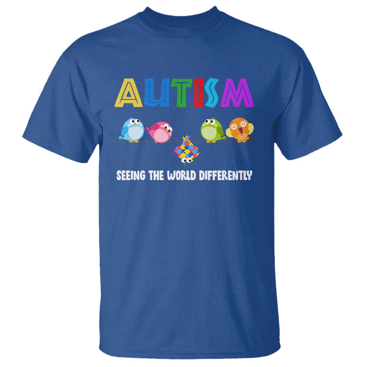 Autism Awareness T Shirt Seeing the World Differently ASD Cute Puzzle Pieces Owl