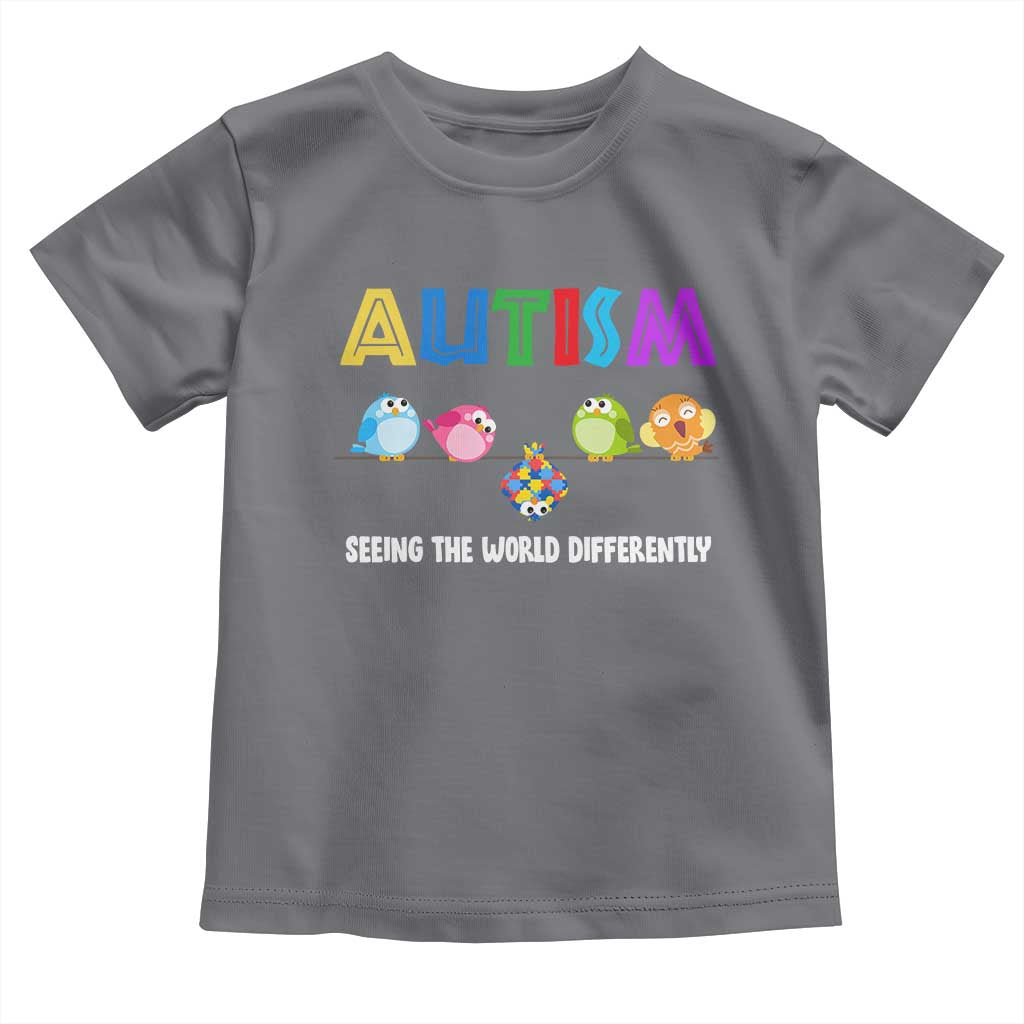 Autism Awareness Toddler T Shirt Seeing the World Differently ASD Cute Puzzle Pieces Owl