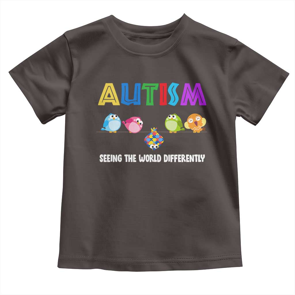 Autism Awareness Toddler T Shirt Seeing the World Differently ASD Cute Puzzle Pieces Owl