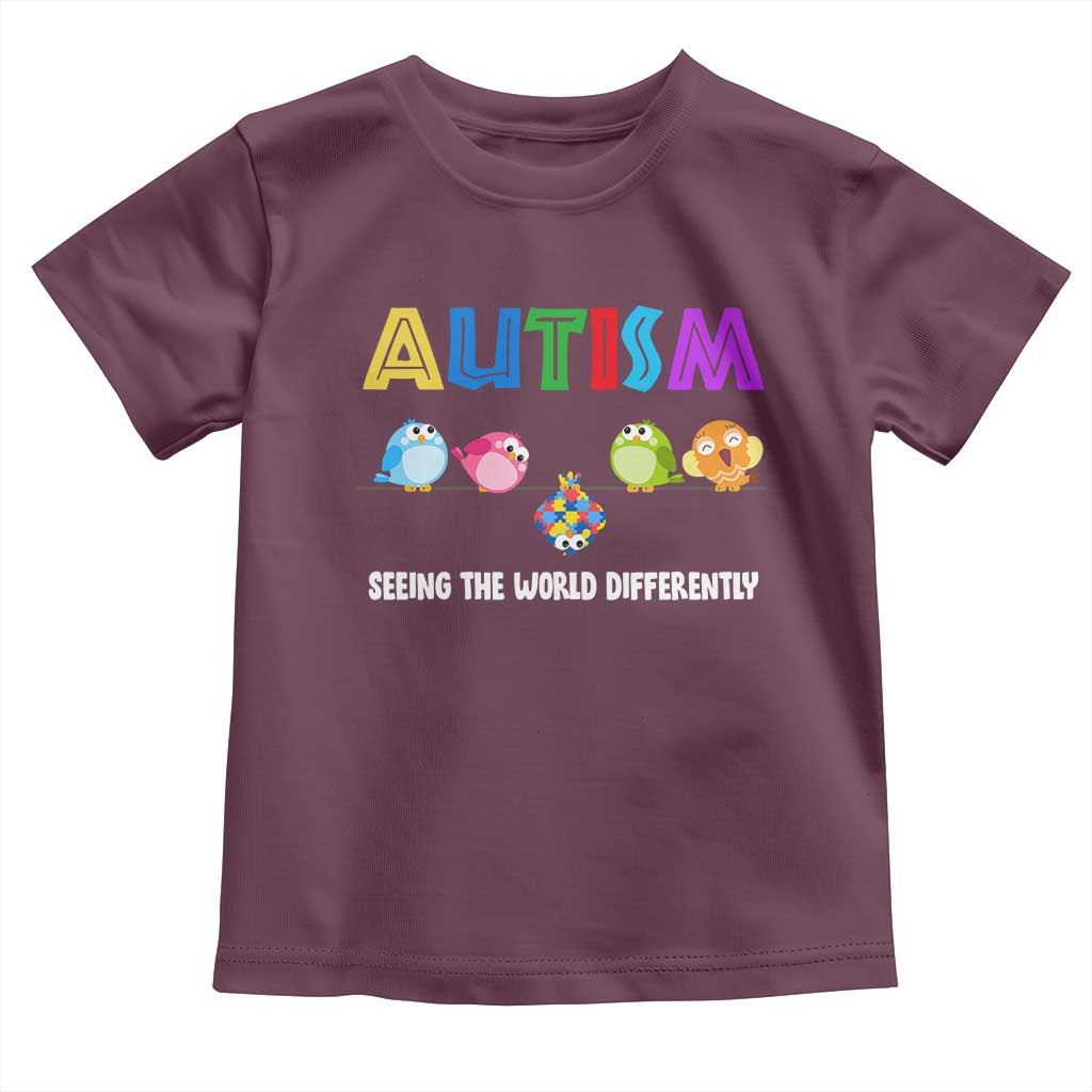 Autism Awareness Toddler T Shirt Seeing the World Differently ASD Cute Puzzle Pieces Owl