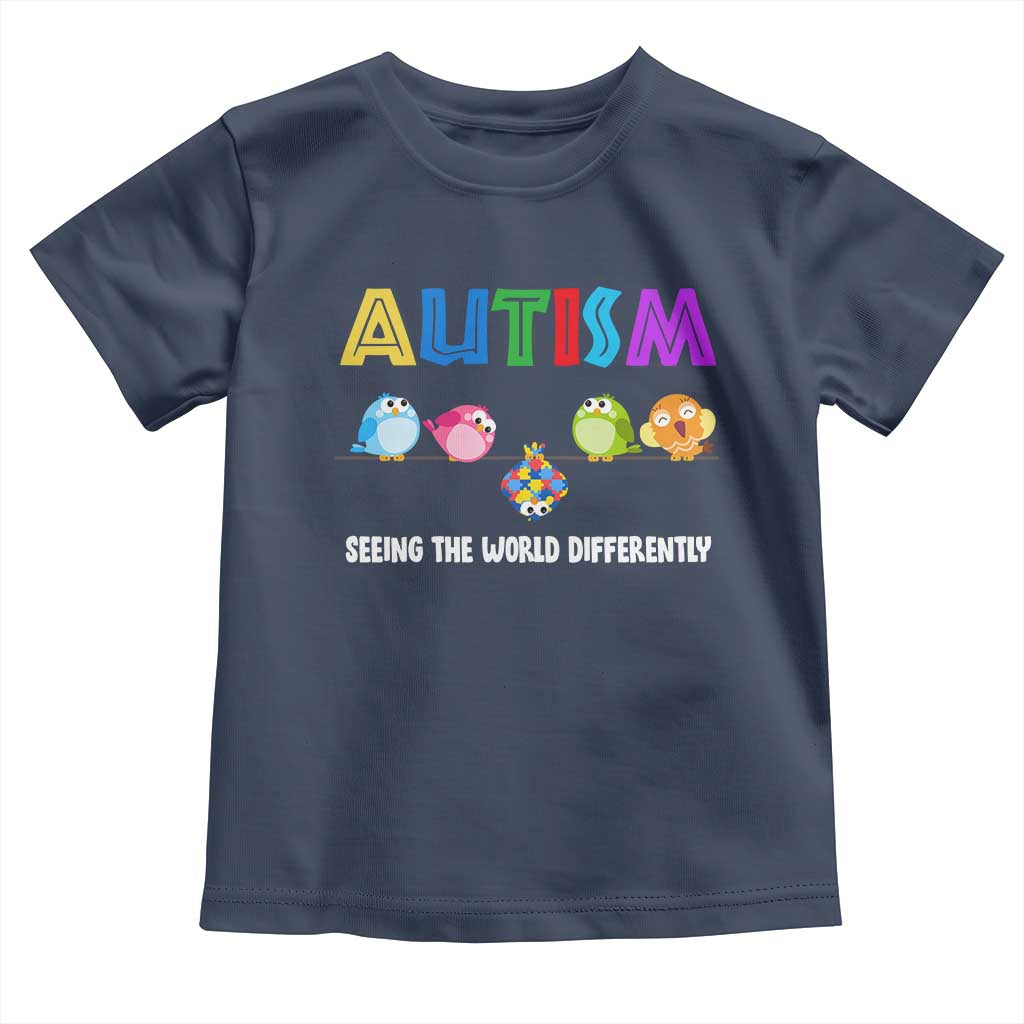 Autism Awareness Toddler T Shirt Seeing the World Differently ASD Cute Puzzle Pieces Owl
