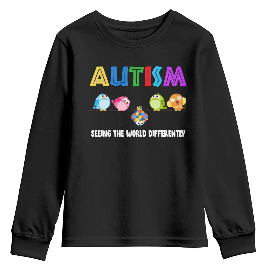 Autism Awareness Youth Sweatshirt Seeing the World Differently ASD Cute Puzzle Pieces Owl