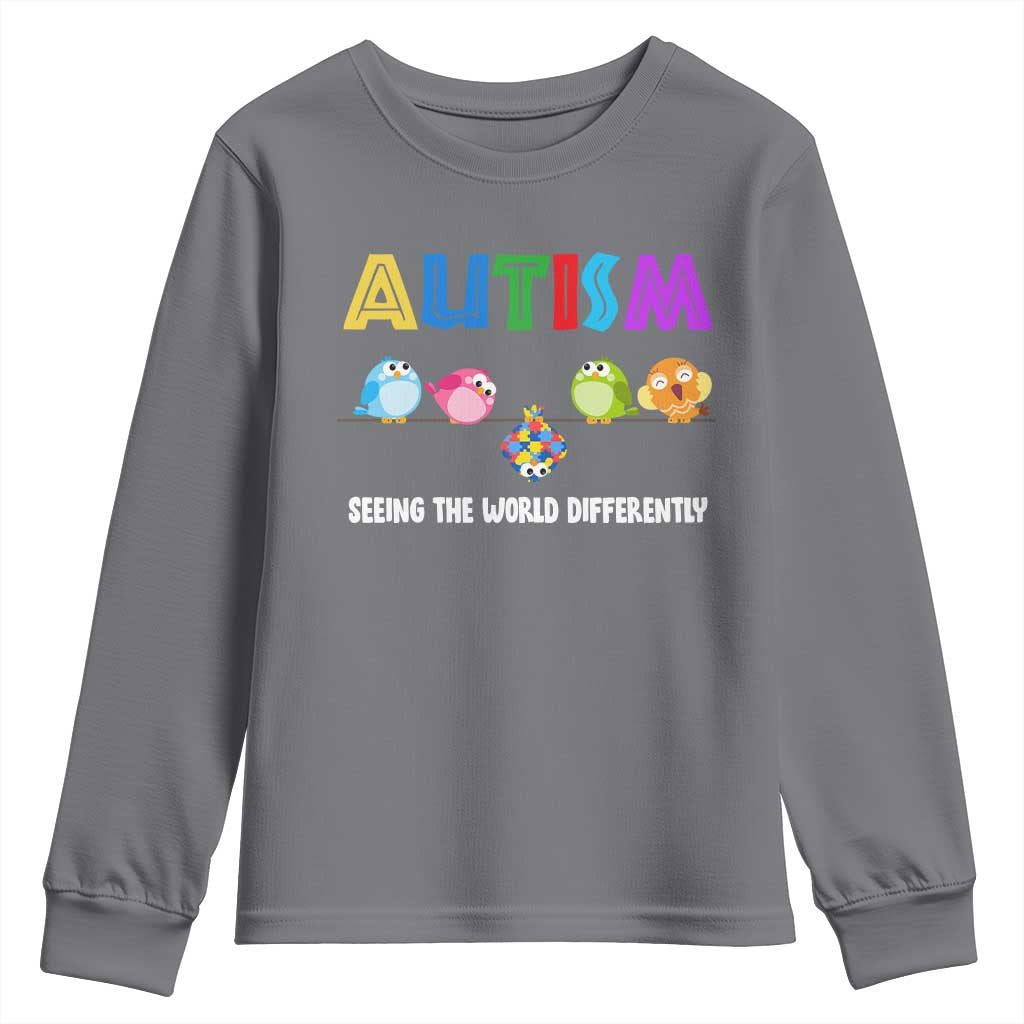 Autism Awareness Youth Sweatshirt Seeing the World Differently ASD Cute Puzzle Pieces Owl