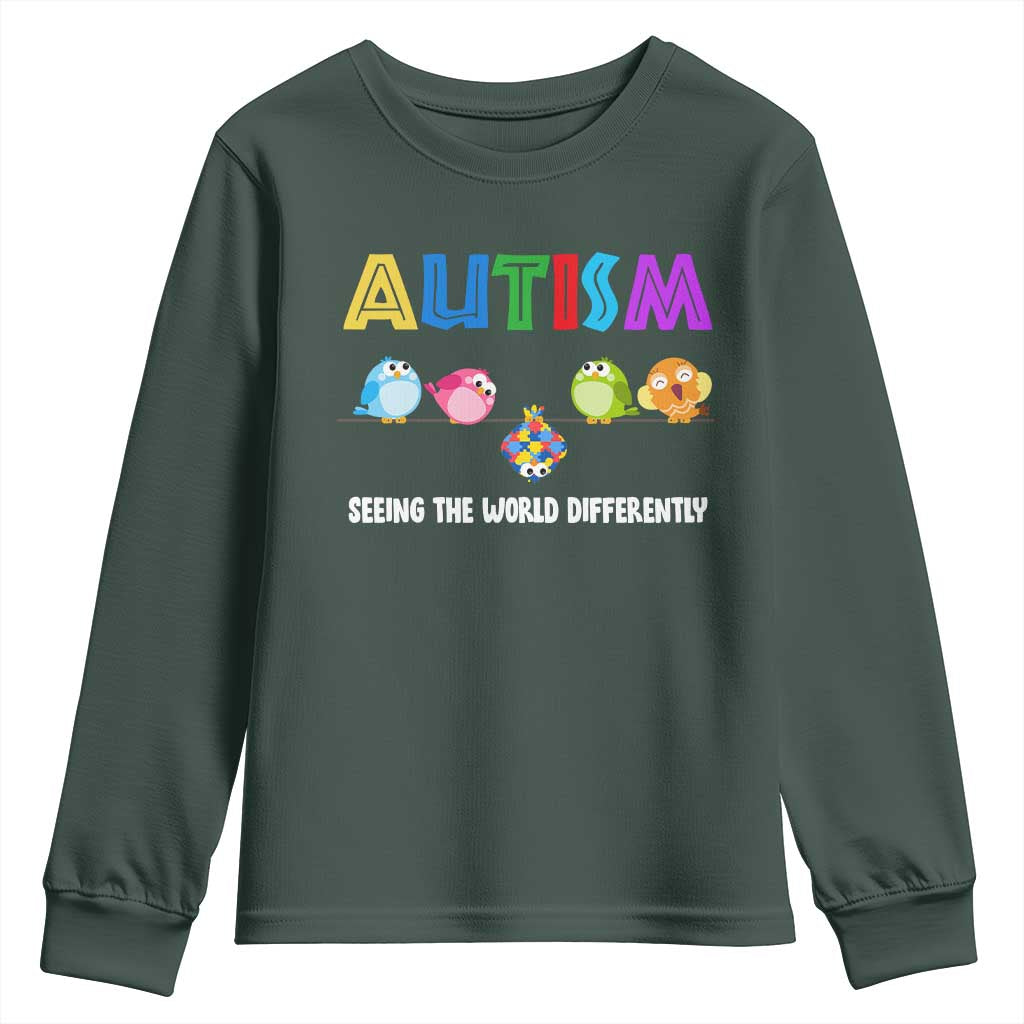 Autism Awareness Youth Sweatshirt Seeing the World Differently ASD Cute Puzzle Pieces Owl