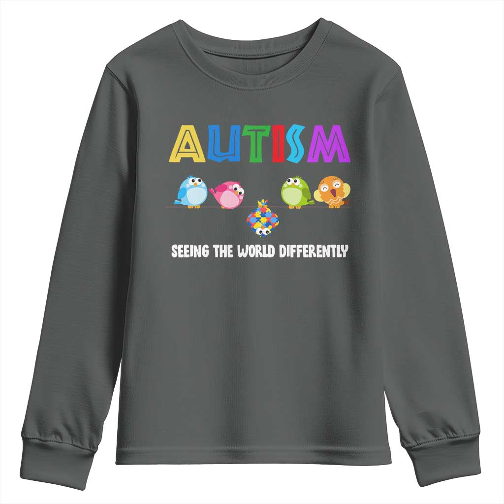 Autism Awareness Youth Sweatshirt Seeing the World Differently ASD Cute Puzzle Pieces Owl