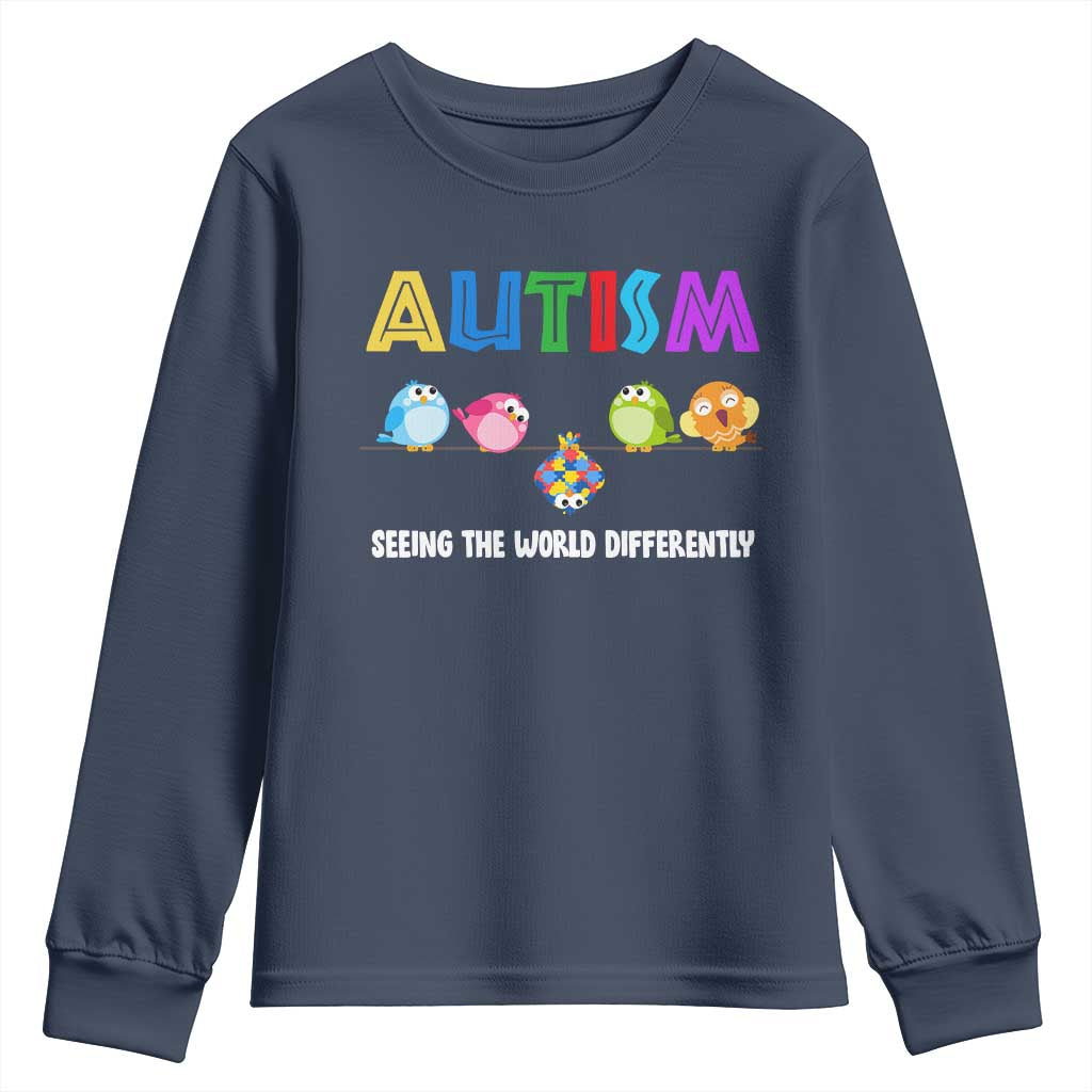 Autism Awareness Youth Sweatshirt Seeing the World Differently ASD Cute Puzzle Pieces Owl