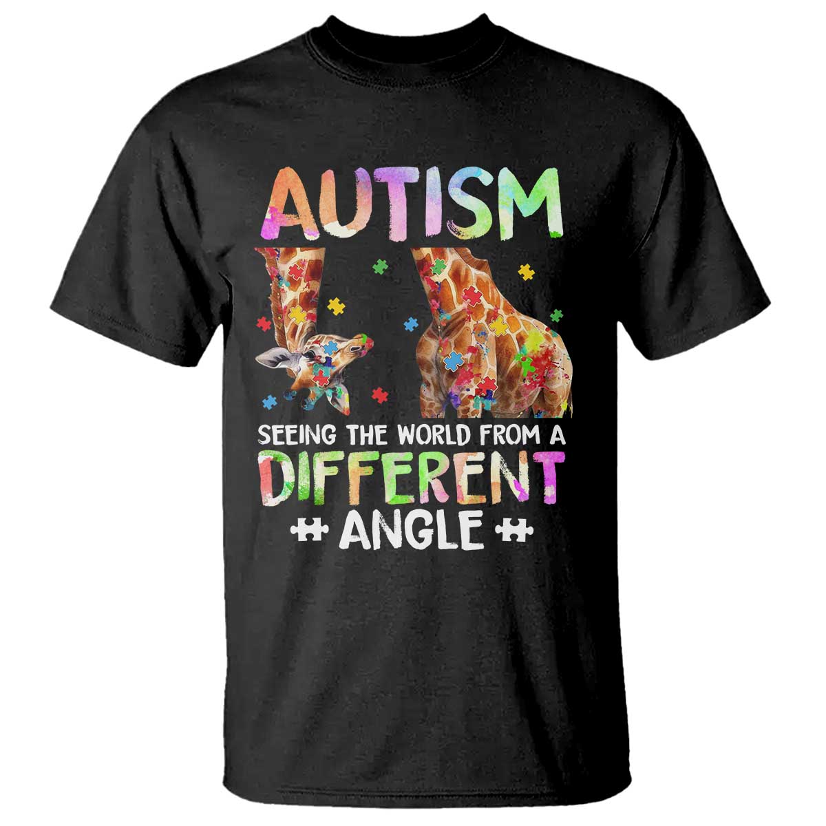 Autism Awareness Giraffe T Shirt Seeing The World Differently ASD