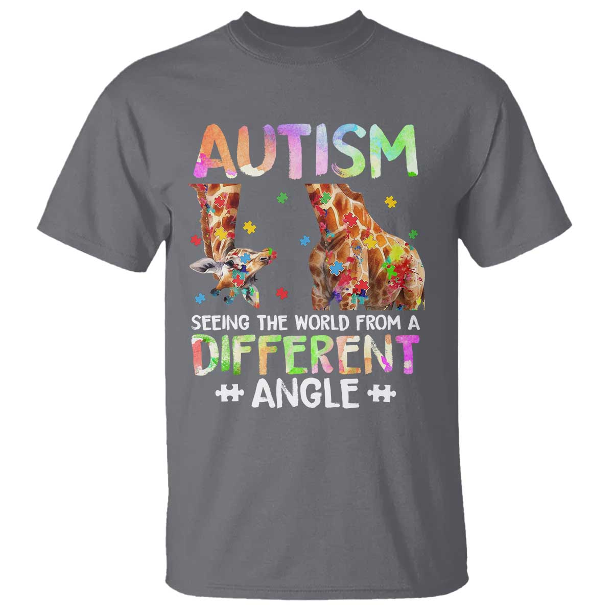 Autism Awareness Giraffe T Shirt Seeing The World Differently ASD