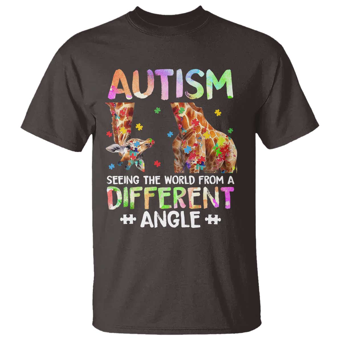 Autism Awareness Giraffe T Shirt Seeing The World Differently ASD