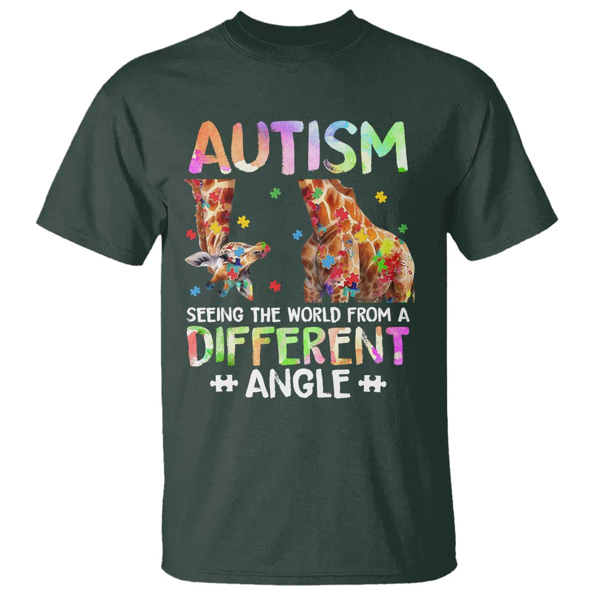 Autism Awareness Giraffe T Shirt Seeing The World Differently ASD