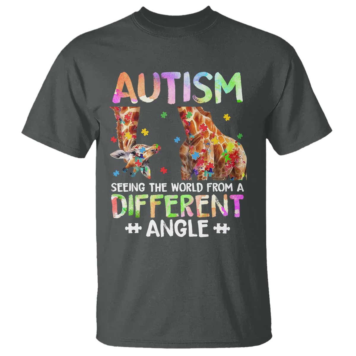 Autism Awareness Giraffe T Shirt Seeing The World Differently ASD