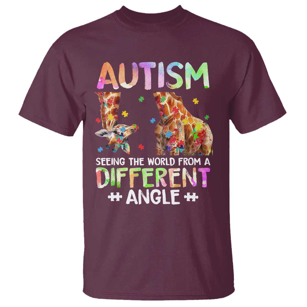 Autism Awareness Giraffe T Shirt Seeing The World Differently ASD