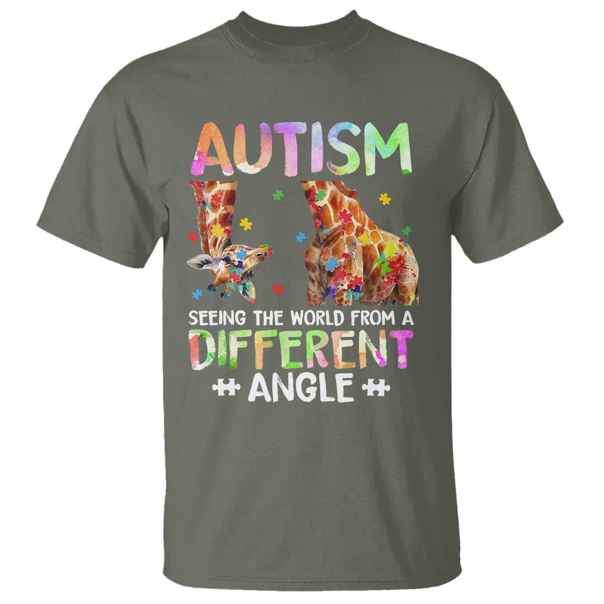 Autism Awareness Giraffe T Shirt Seeing The World Differently ASD