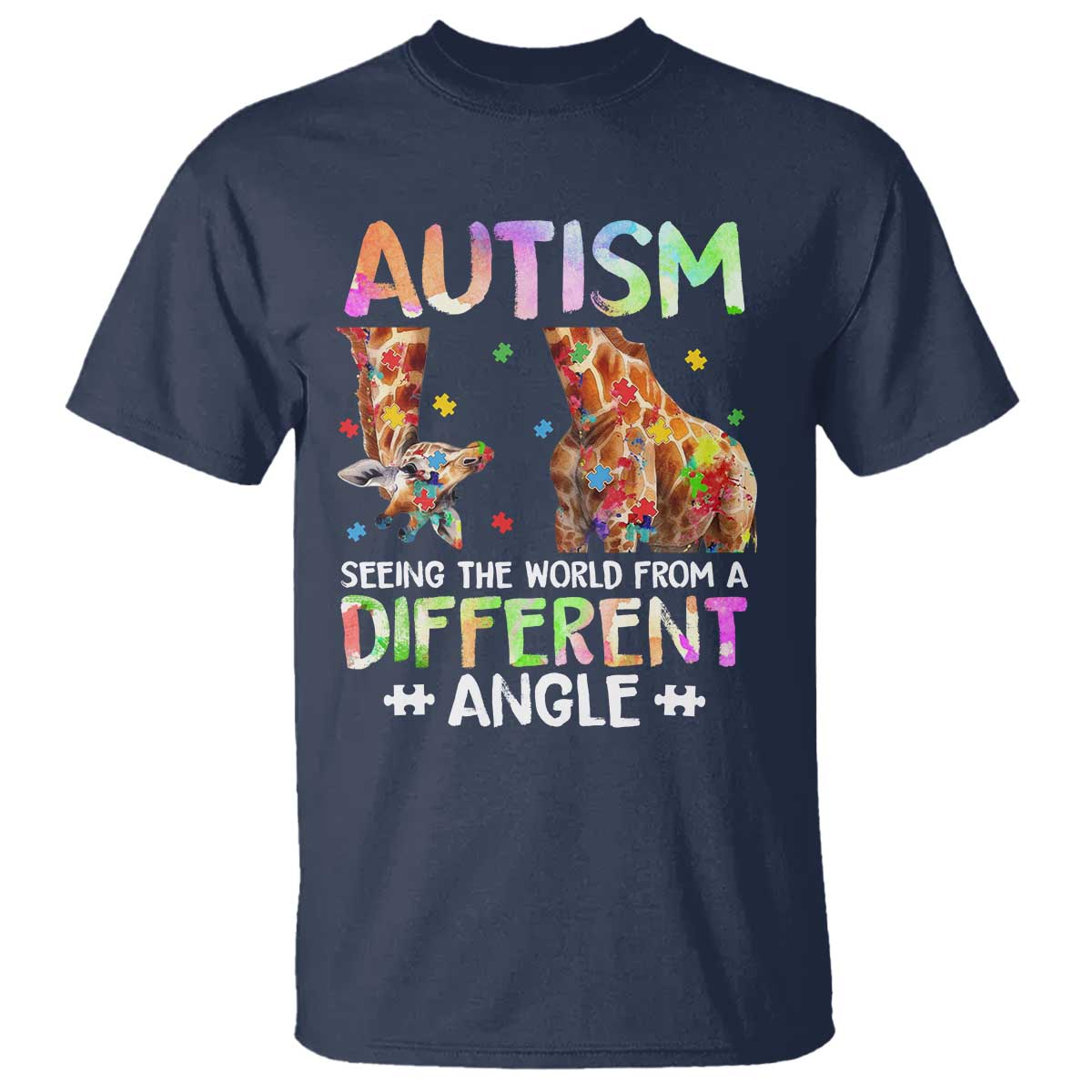Autism Awareness Giraffe T Shirt Seeing The World Differently ASD