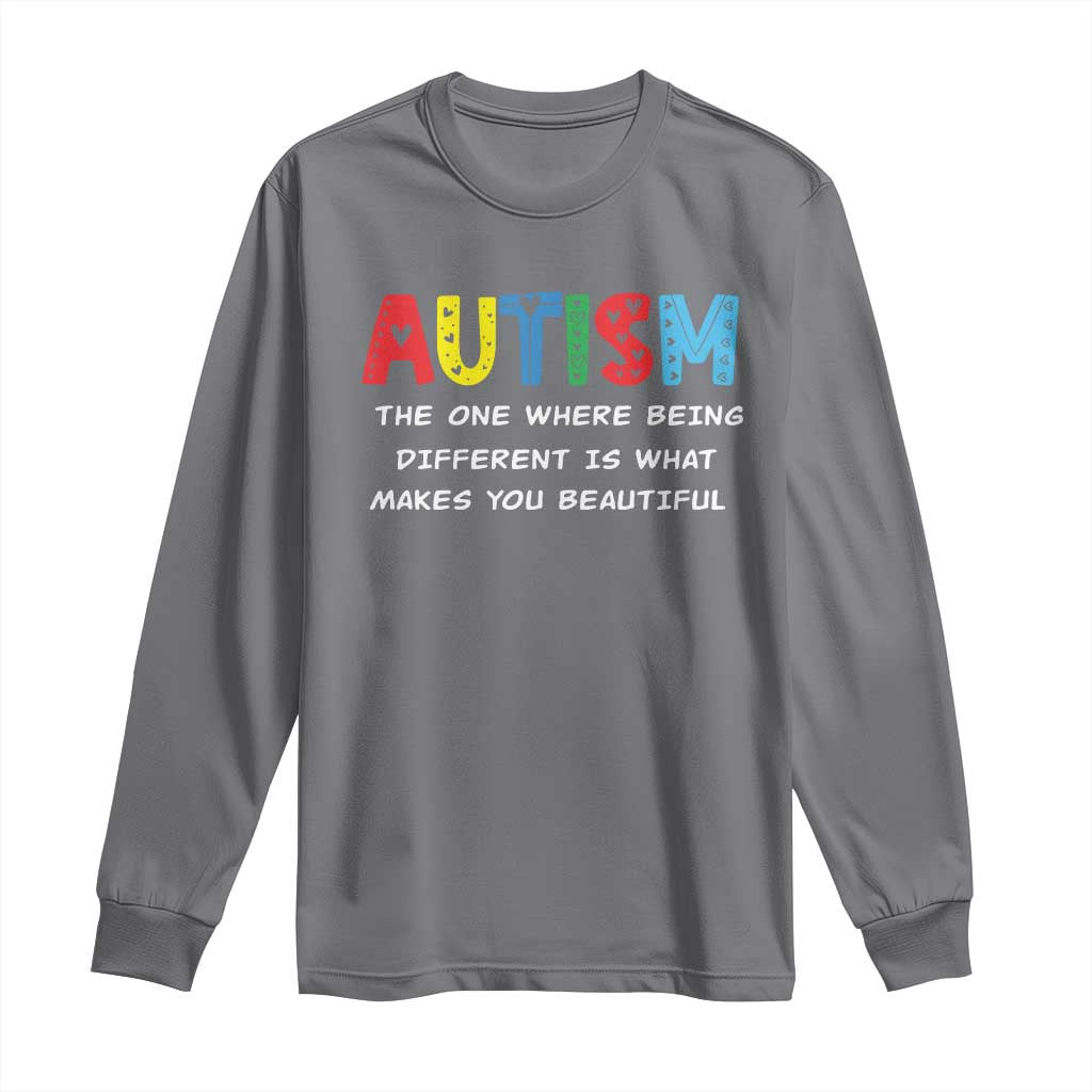 Autism Awareness Long Sleeve Shirt Different Makes You Beautiful ASD Month Support