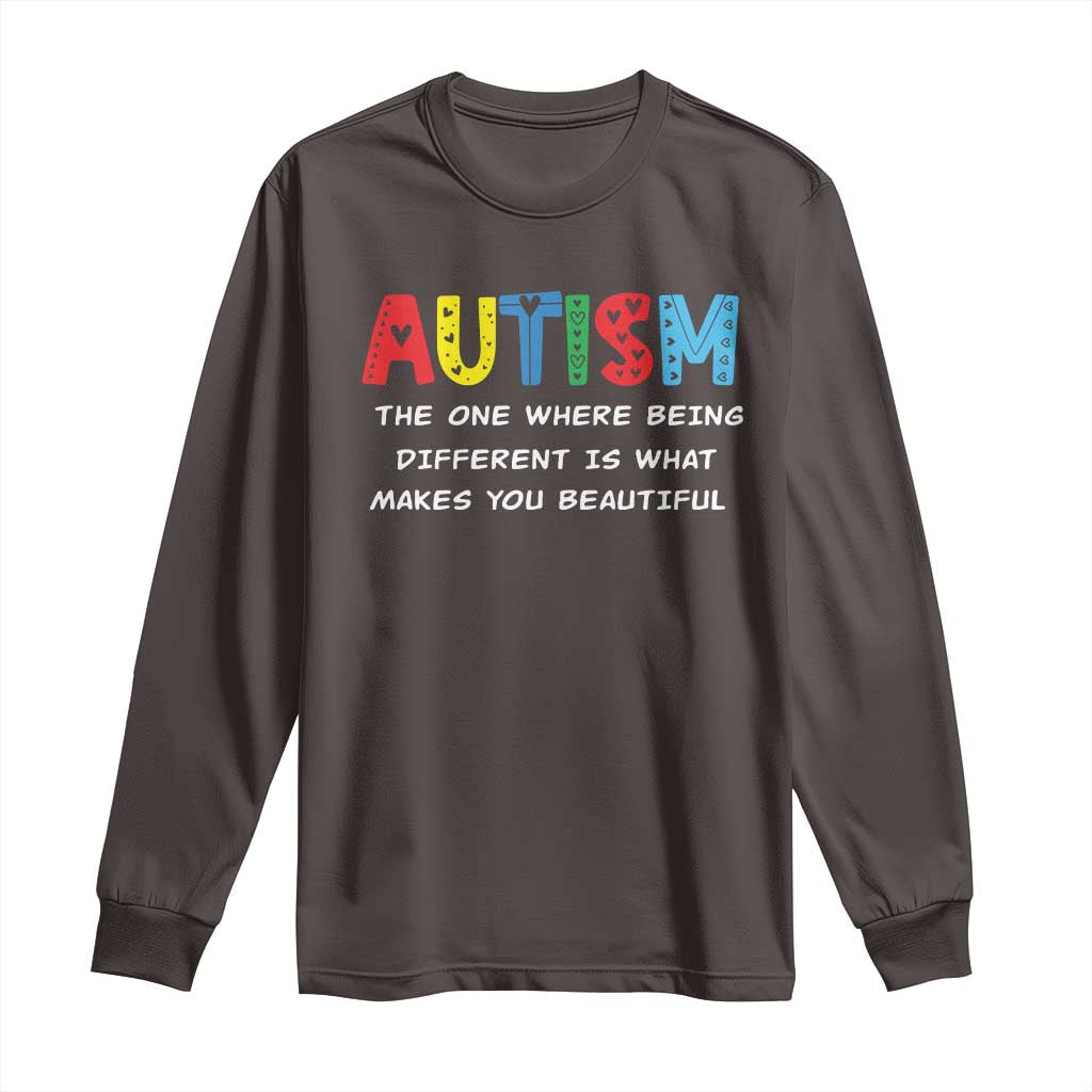 Autism Awareness Long Sleeve Shirt Different Makes You Beautiful ASD Month Support