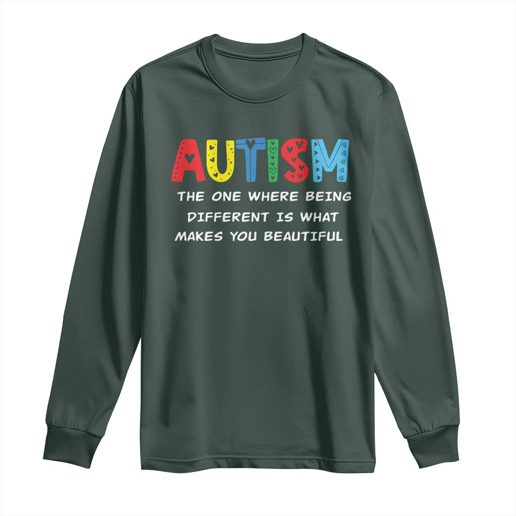 Autism Awareness Long Sleeve Shirt Different Makes You Beautiful ASD Month Support