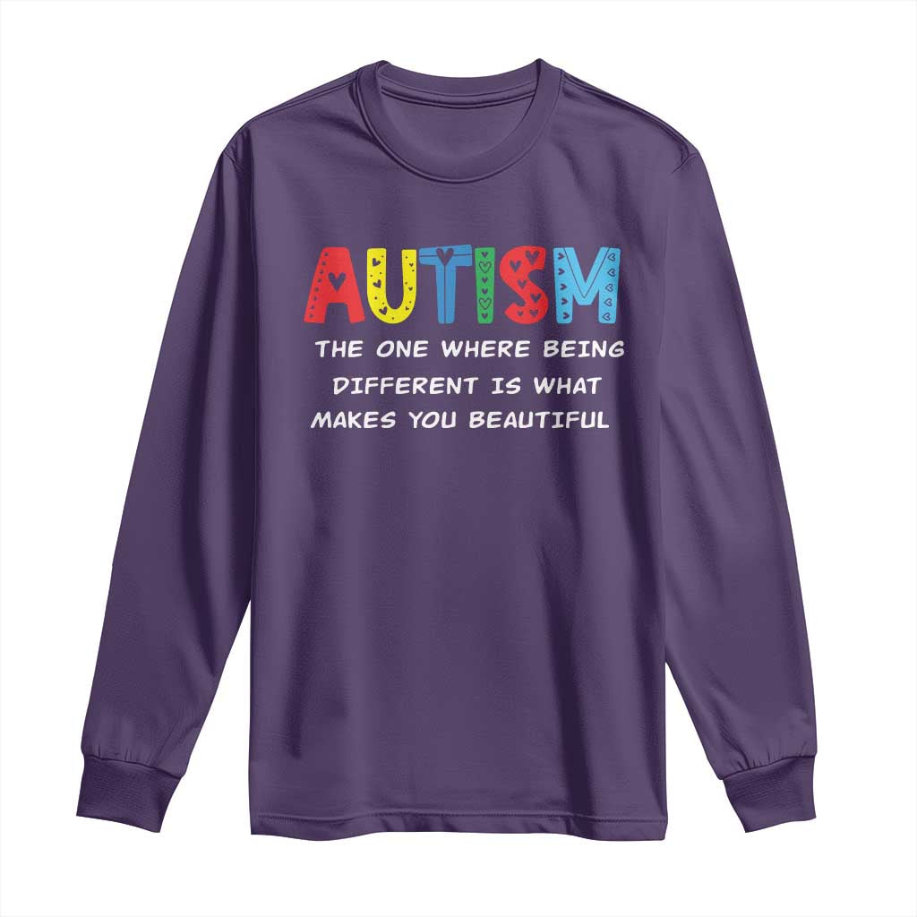 Autism Awareness Long Sleeve Shirt Different Makes You Beautiful ASD Month Support