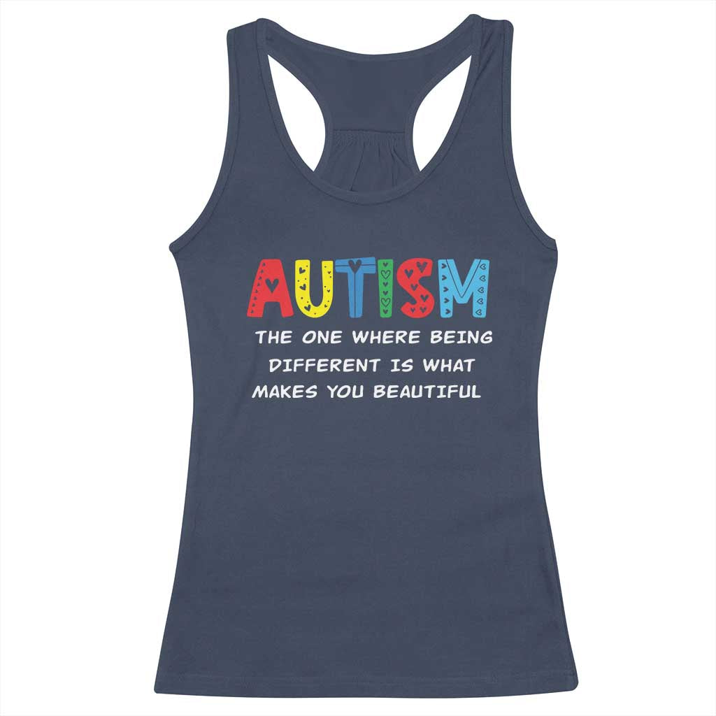 Autism Awareness Racerback Tank Top Different Makes You Beautiful ASD Month Support