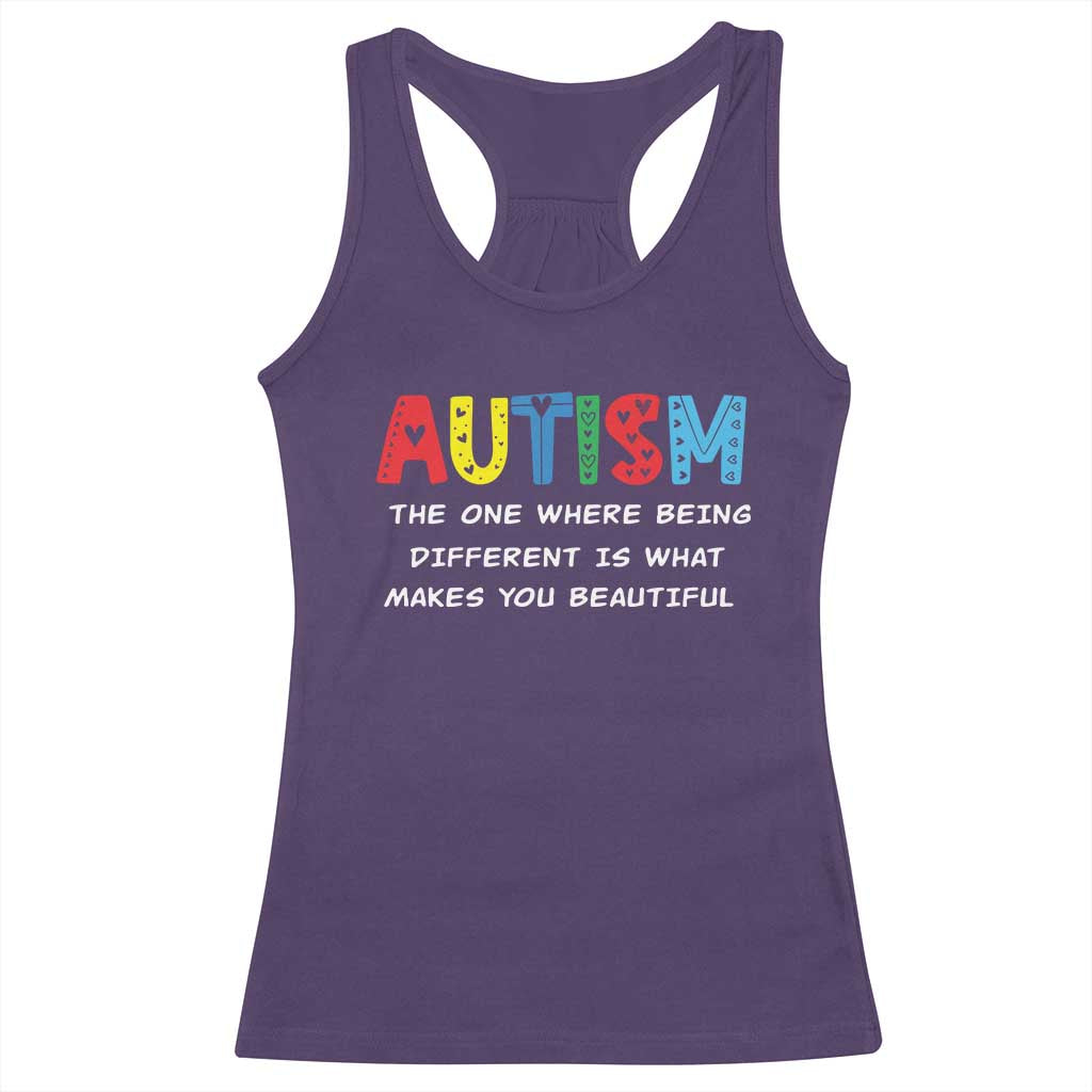 Autism Awareness Racerback Tank Top Different Makes You Beautiful ASD Month Support