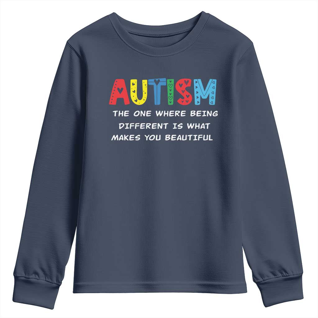 Autism Awareness Youth Sweatshirt Different Makes You Beautiful ASD Month Support