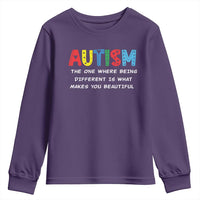 Autism Awareness Youth Sweatshirt Different Makes You Beautiful ASD Month Support