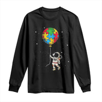 Autism Awareness Astronaut Long Sleeve Shirt Puzzle Pieces Balloon Space Autistic