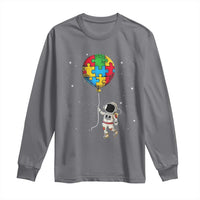 Autism Awareness Astronaut Long Sleeve Shirt Puzzle Pieces Balloon Space Autistic