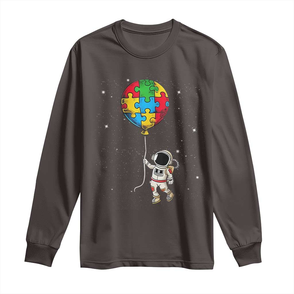Autism Awareness Astronaut Long Sleeve Shirt Puzzle Pieces Balloon Space Autistic