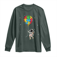 Autism Awareness Astronaut Long Sleeve Shirt Puzzle Pieces Balloon Space Autistic