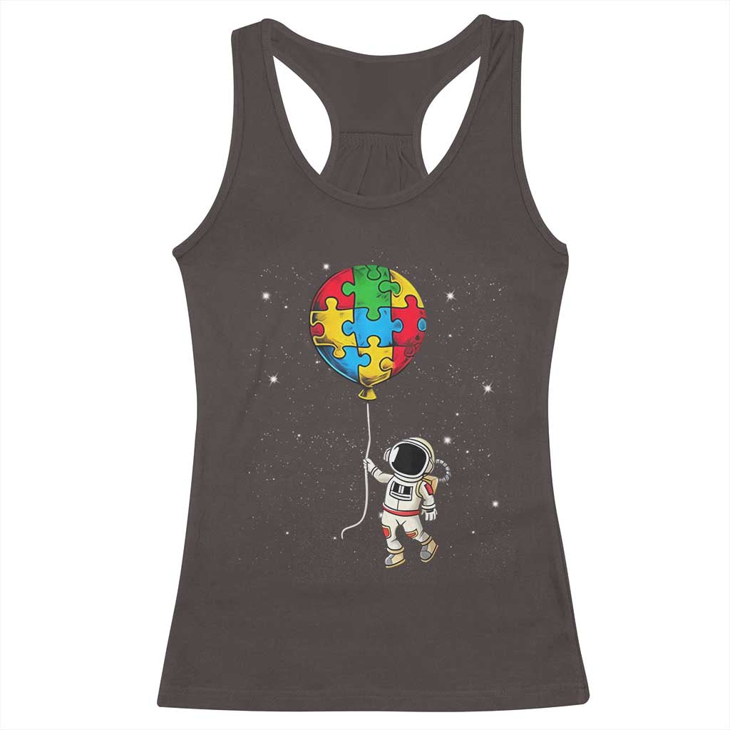 Autism Awareness Astronaut Racerback Tank Top Puzzle Pieces Balloon Space Autistic