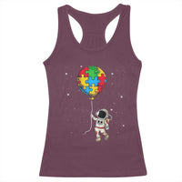 Autism Awareness Astronaut Racerback Tank Top Puzzle Pieces Balloon Space Autistic