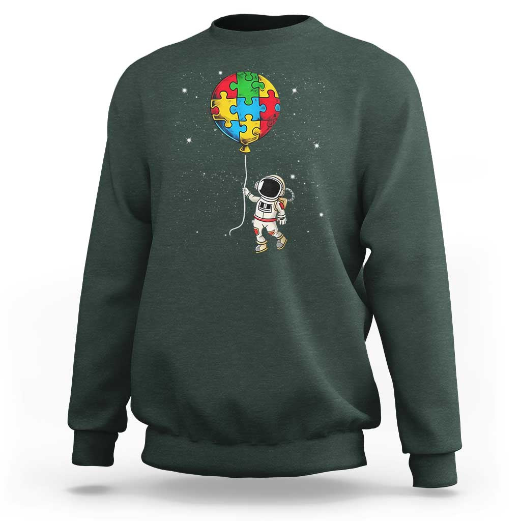 Autism Awareness Astronaut Sweatshirt Puzzle Pieces Balloon Space Autistic