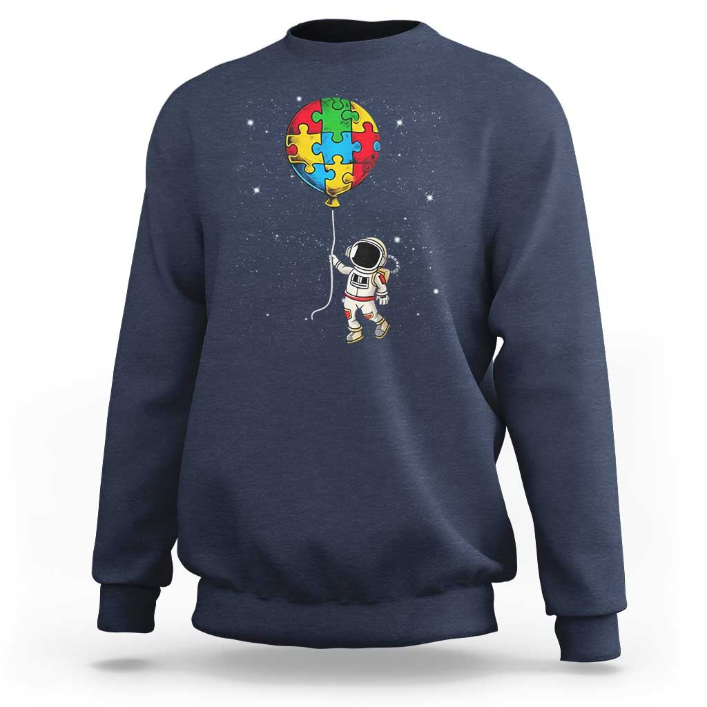 Autism Awareness Astronaut Sweatshirt Puzzle Pieces Balloon Space Autistic