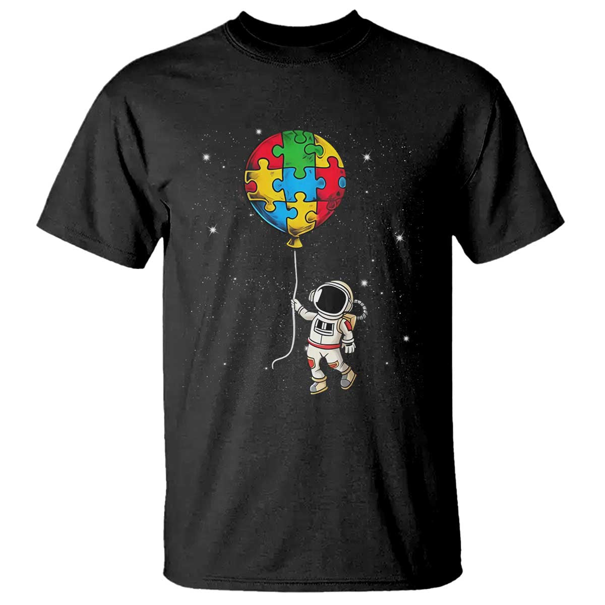 Autism Awareness Astronaut T Shirt Puzzle Pieces Balloon Space Autistic