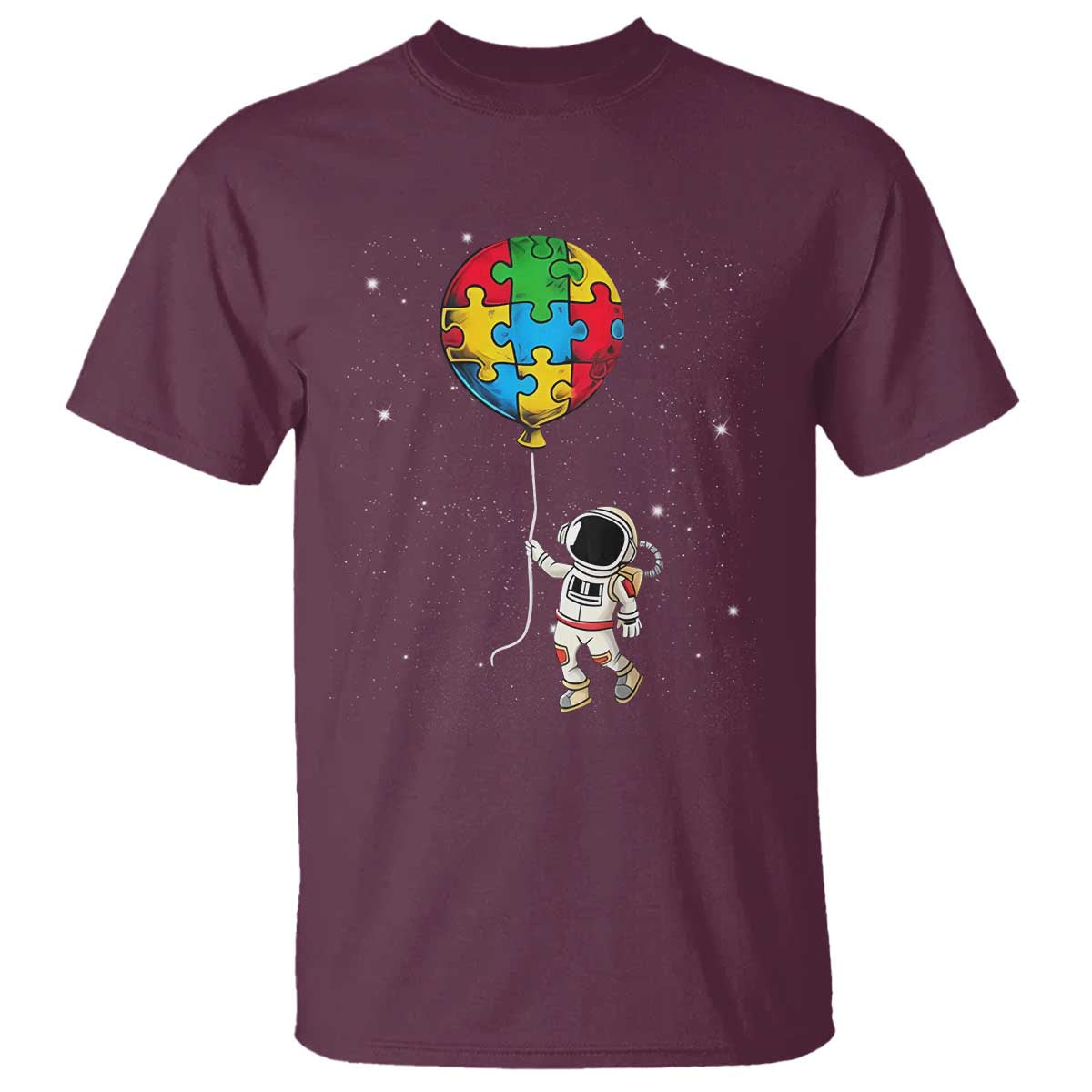 Autism Awareness Astronaut T Shirt Puzzle Pieces Balloon Space Autistic