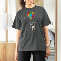 Autism Awareness Astronaut T Shirt For Women Puzzle Pieces Balloon Space Autistic