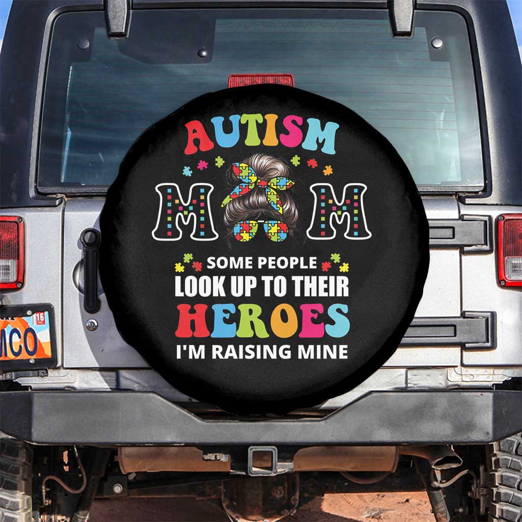 Autism Mom Spare Tire Cover Raising Hero Messy Bun Autism Awareness