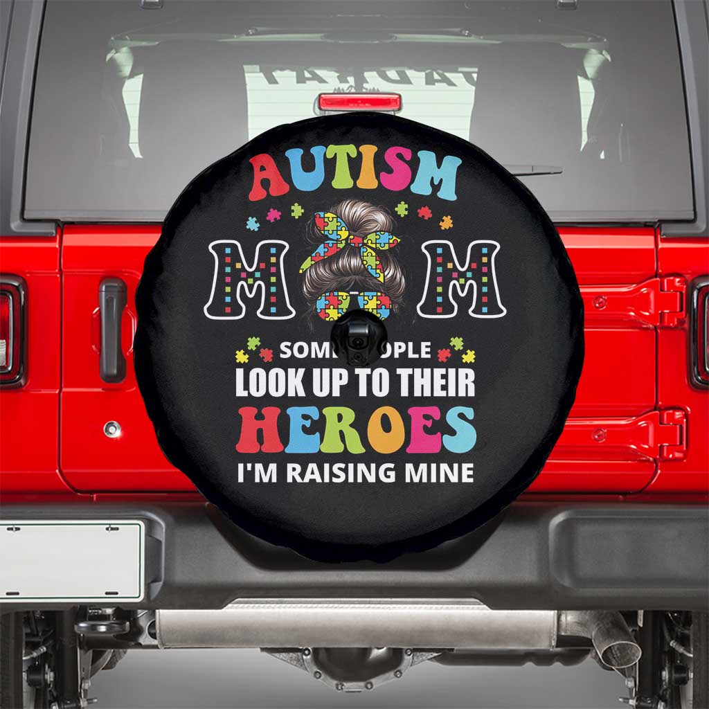 Autism Mom Spare Tire Cover Raising Hero Messy Bun Autism Awareness