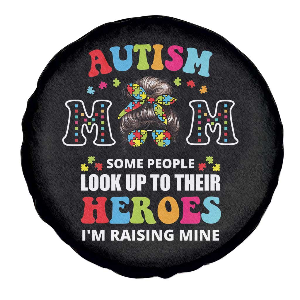 Autism Mom Spare Tire Cover Raising Hero Messy Bun Autism Awareness