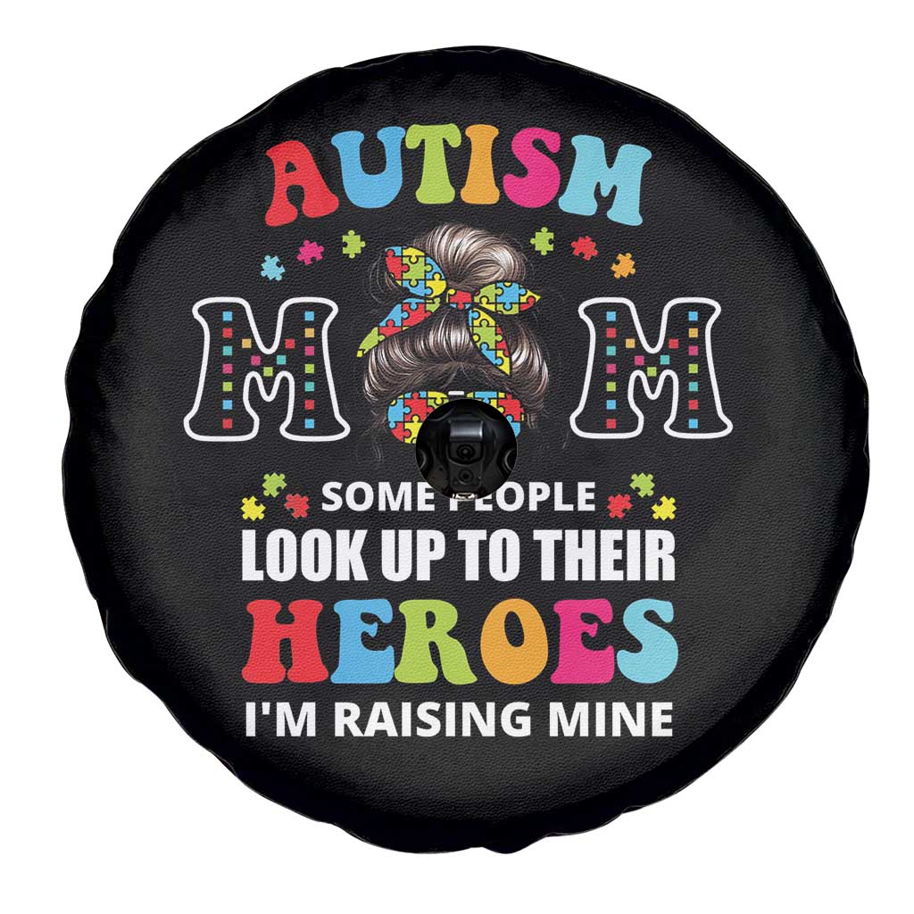 Autism Mom Spare Tire Cover Raising Hero Messy Bun Autism Awareness