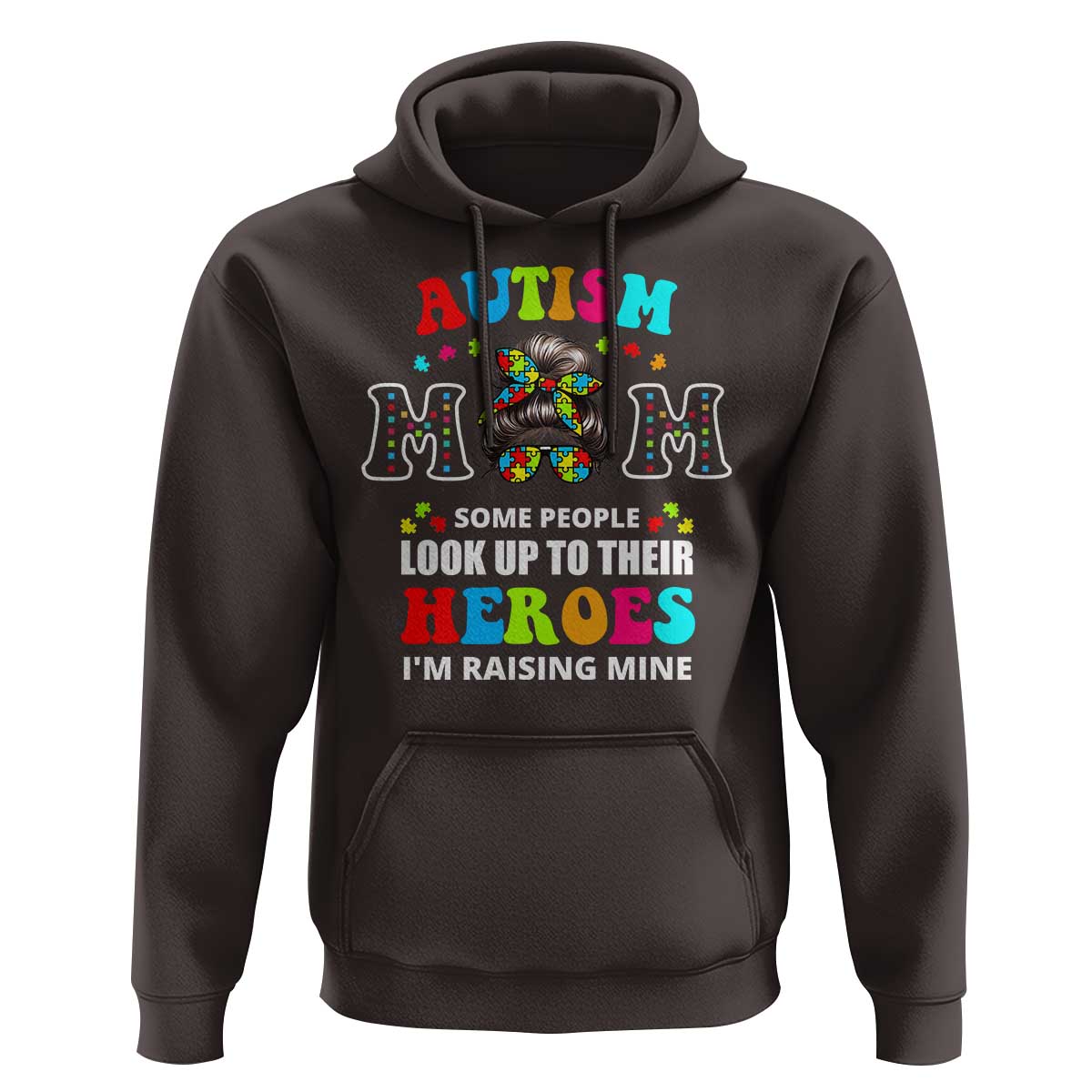 Autism Mom Hoodie Raising Hero Messy Bun Autism Awareness