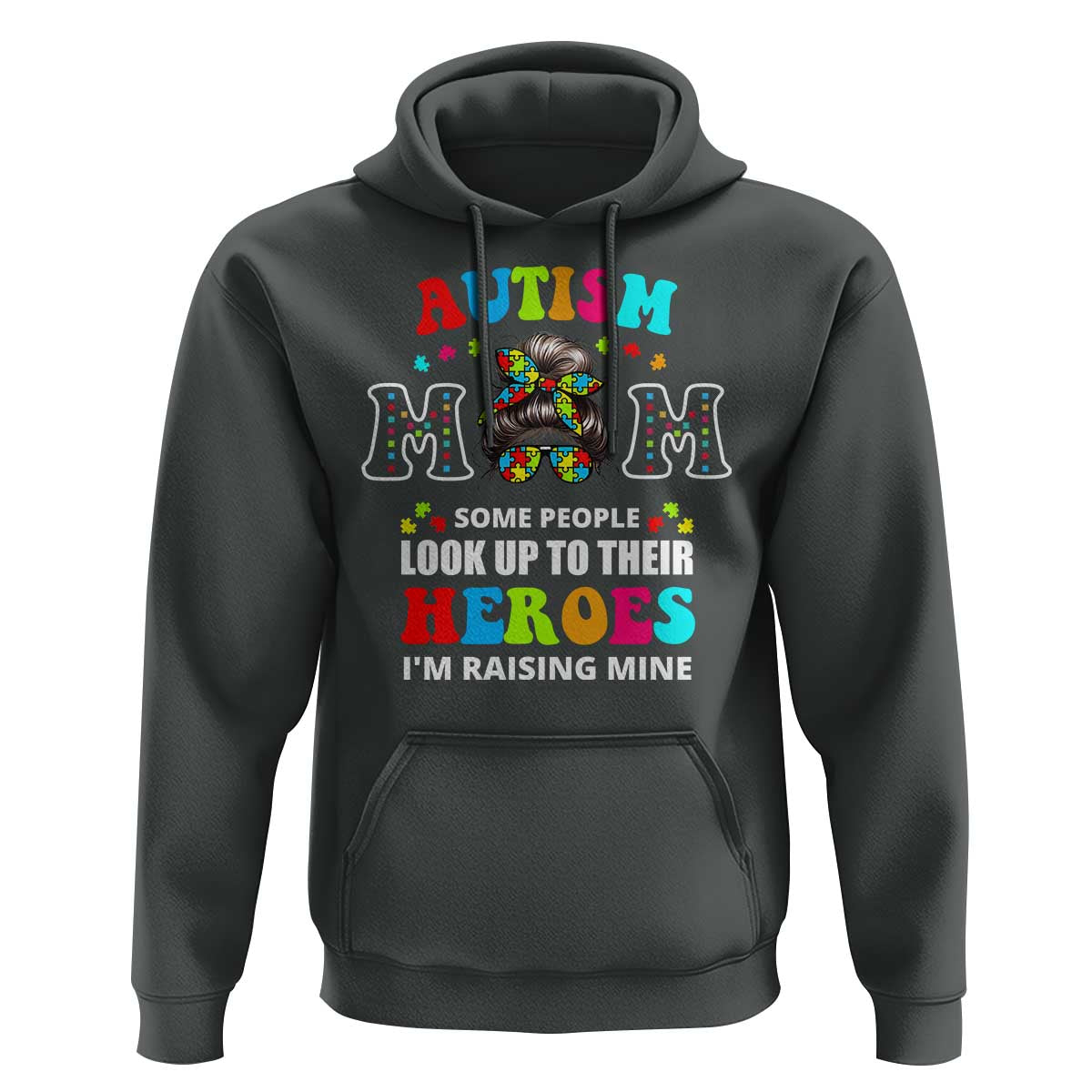 Autism Mom Hoodie Raising Hero Messy Bun Autism Awareness