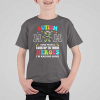 Autism Mom T Shirt For Kid Raising Hero Messy Bun Autism Awareness