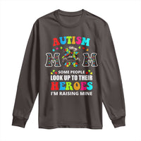Autism Mom Long Sleeve Shirt Raising Hero Messy Bun Autism Awareness
