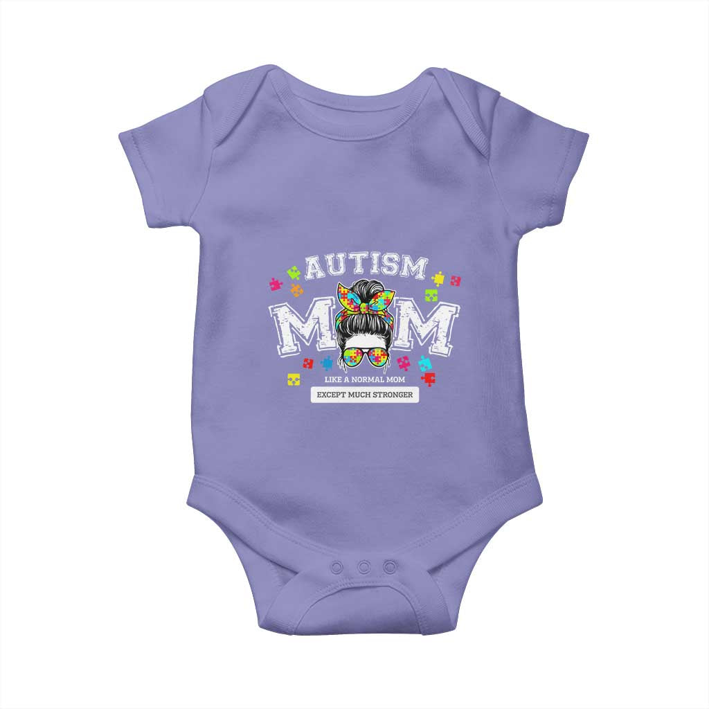 Autism Mom Baby Onesie Much Stronger Messy Bun ASD Autism Awareness