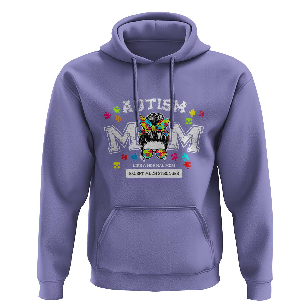Autism Mom Hoodie Much Stronger Messy Bun ASD Autism Awareness