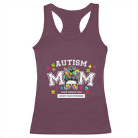 Autism Mom Racerback Tank Top Much Stronger Messy Bun ASD Autism Awareness
