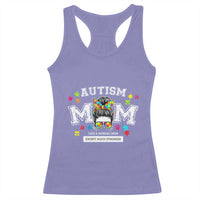 Autism Mom Racerback Tank Top Much Stronger Messy Bun ASD Autism Awareness
